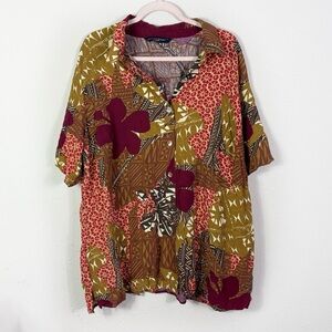 Marina Rinaldi Sport Button Down Shirt Abstract Burgundy size 31